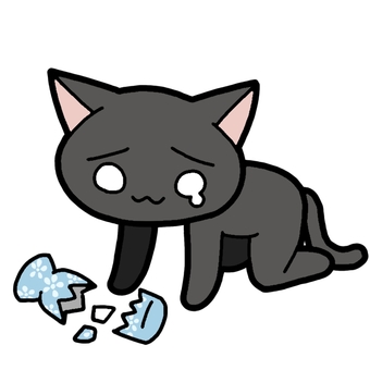 黒猫と割れた花瓶