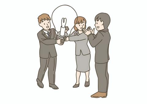 アイディアを共有するビジネスチーム ビジネスマン,人物,サラリーマン,キャリアウーマン,職業,会社員,スーツ,新入社員,女性,olのイラスト素材