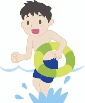 Illustration, swimming in the sea, boy, children, JPG, PNG and AI