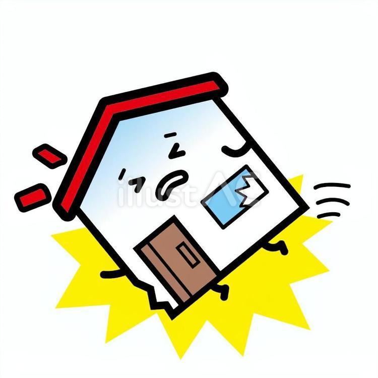 倒れた家 家,転ぶ,困るのイラスト素材