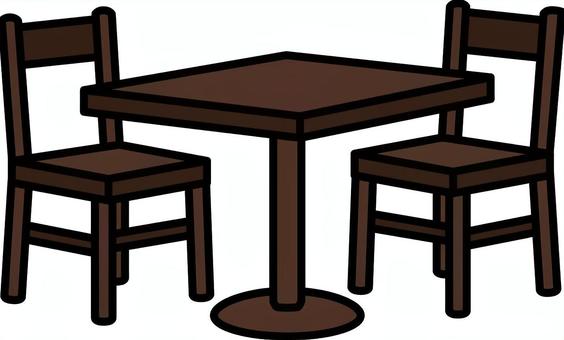 焦げ茶のダイニングテーブルです。 ダイニングテーブル,シンプル,椅子,机,木製,家具,食卓,家庭用,茶色のイラスト素材