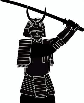 武者 侍,刀,持つ,構える,甲冑,鎧,兜,日本,戦国,人物のイラスト素材