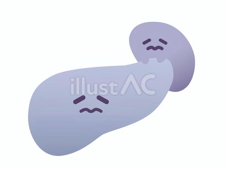 元気がない膵臓と脾臓のイラスト 膵臓,脾臓,膵臓病のイラスト素材