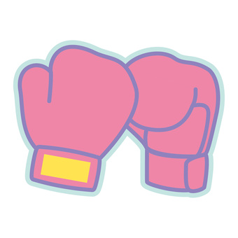 パステルカラーかわいいイラストボクシング ボクシング,ボクシンググローブ,ボクシング部,フラットデザイン風,ピクトグラム風,ベクター,アウトライン,カラー,デフォルメ,パスのイラスト素材