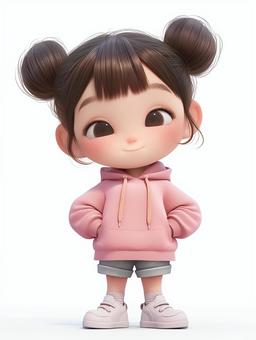 Illustration, chibi character, deformed, tiny, 