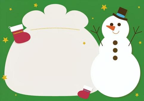 文字入れできる 雪だるまとサンタの袋 クリスマス,スノーマン,サンタクロース,フレーム,飾り,a4,お楽しみ会,児童向け,掲示物,販促物のイラスト素材