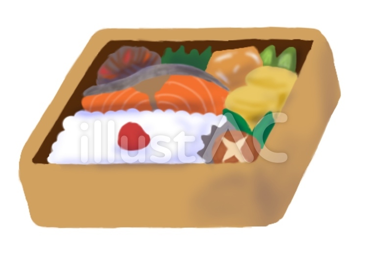 幕の内弁当(主線なし) 幕の内,弁当,ご飯のイラスト素材