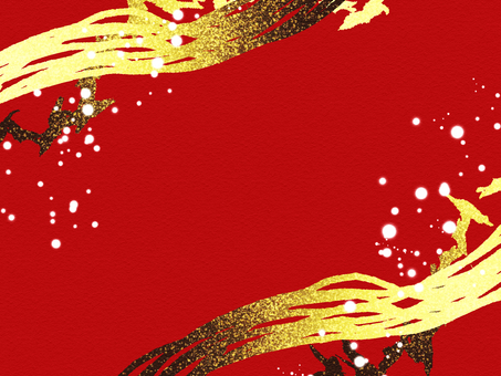 金色の線の束と赤い和風背景 金,金箔,筆,背景,赤,和柄,キラキラ,和風,年賀状,フレームのイラスト素材