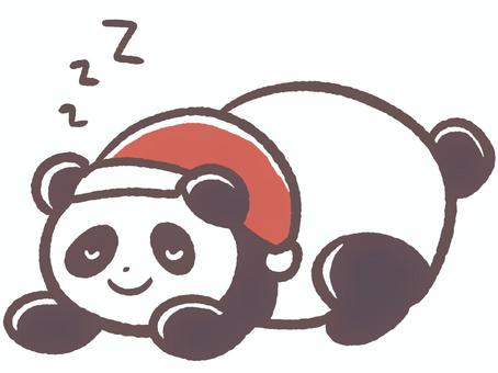 冬のクリスマスのサンタ帽子かぶった動物 クリスマス,冬,サンタクロース,パンダ,帽子,サンタ,12月,動物,哺乳類,寝るのイラスト素材