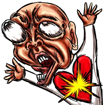 精神ダメージまたは失恋する坊主頭 ショック,ダメージ,ギャー,ハートブレイク,ブロークンハート,失恋,感情,表情,リアクション,効くのイラスト素材