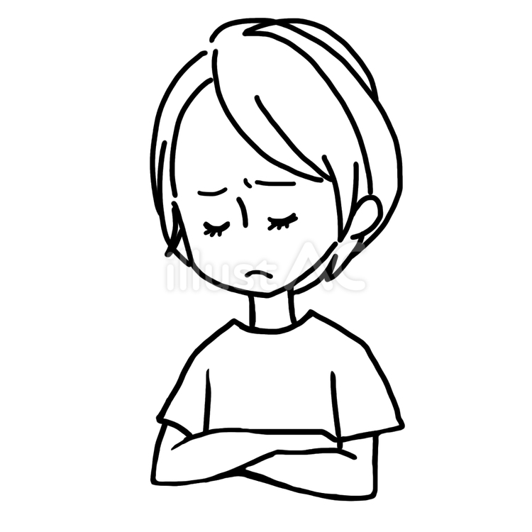 線画の考える女性 考える,女性,若いのイラスト素材