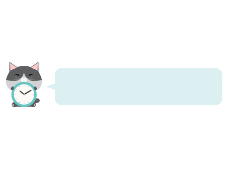 時計_猫 時計,猫,はちわれ,動物,かわいい,時間,吹き出しのイラスト素材