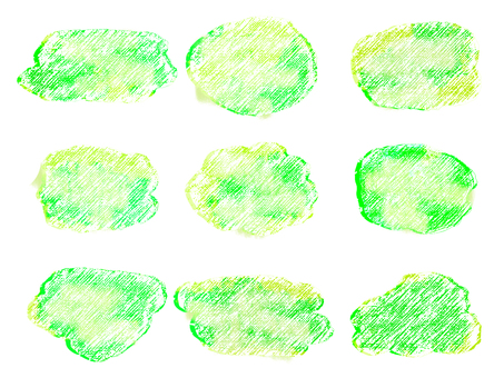 さわやかな緑のフレームセット＿ふわふわ パターン,フレーム,枠,アイテム,アイコン,緑,シンプル,かわいい,手書き,おしゃれのイラスト素材