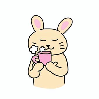 温かい飲み物を飲むうさぎ うさぎ,動物,キャラ,ポップ,かわいい,温活,温かい,飲み物,マグカップ,飲むのイラスト素材