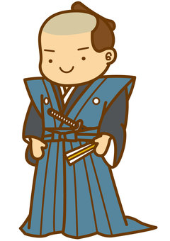 侍長裃-4c 侍長裃-4c 侍,武士,裃,長裃,着物,袴,刀,扇,正装,江戸のイラスト素材