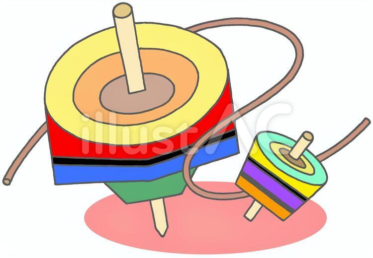 独楽回し.2 正月,年始,元旦のイラスト素材