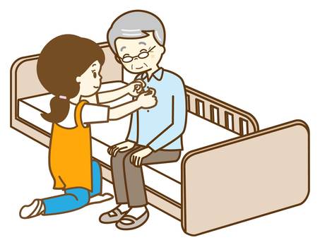 介助7 介助,介助員,ヘルパー,仕事,サポート,デイケア,入所施設,福祉,福祉施設,ベッドのイラスト素材
