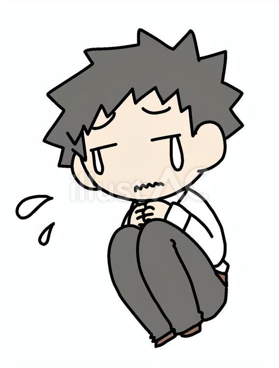 丸まって泣く男性 男性,丸まる,泣くのイラスト素材