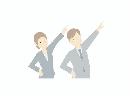 指を指すサラリーマンとOLのミニマル 指差し,ol,サラリーマン,目標,ミニマルのイラスト素材