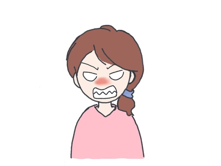 顔を真っ赤にして怒る女性 顔を真っ赤にして怒る女性 怒る,女性,睨むのイラスト素材