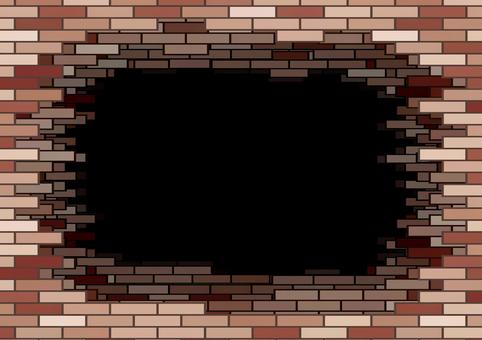 レンガ穴 レンガ,ブロック,レトロ,洋風,穴,暗い,茶,a4,横のイラスト素材