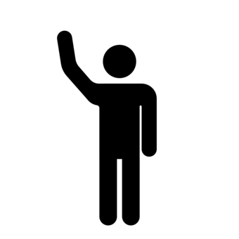 片手で手を振っている人のシルエット ピクトグラム,シルエット,人間,人物,棒人間,モノクロ,ユニバーサルデザイン,イメージ,挨拶,合図のイラスト素材