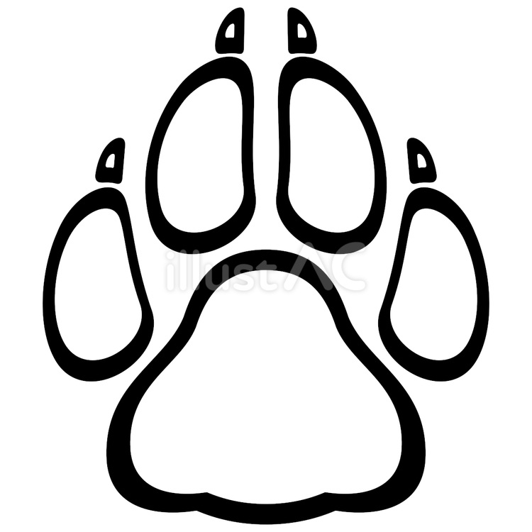 犬の足あと03（大型犬･爪あり）線画 犬,動物,ペットのイラスト素材