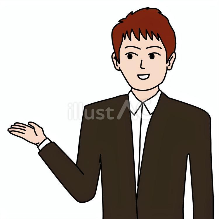 案内男性　 案内,説明,若いのイラスト素材