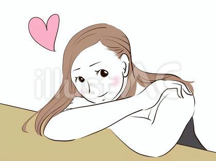 上目遣いで恋人を見つめる女性
