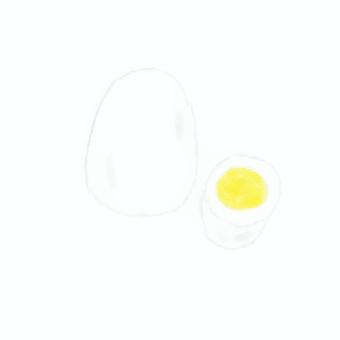 パステルタッチのゆで卵 パステル調,柔らかい,ゆでたまご,半分,黄身,白身,かわいい,簡単,シンプル,手描きのイラスト素材