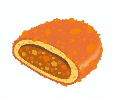 カレーパンのアイコン カレー,パン,惣菜,揚げ,調理,食べ物,アイコン,マーク,シンボル,白背景のイラスト素材