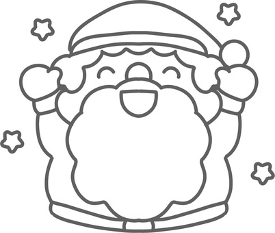 万歳しているサンタさんのかわいいイラスト サンタ,クリスマス,線画,万歳,モノクロ,主線,白黒,かわいい,ばんざい,イラストのイラスト素材