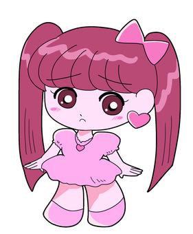 困っている　女の子　イラスト 困惑,表情,ツインテールのイラスト素材