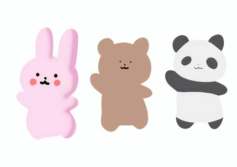 うさぎくまぱんだ 動物,うさぎ,くま,パンダ,かわいいのイラスト素材