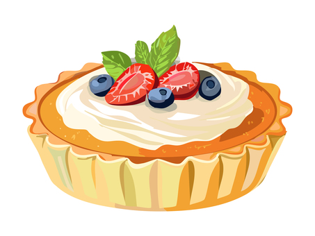 ケーキ3 ケーキ,カップケーキ,クリーム,フルーツ,イチゴ,ブルーベリー,スポンジ,おいしい,おいしそう,かわいいのイラスト素材