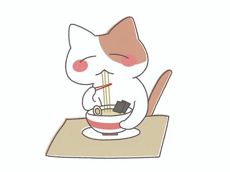 Cat slurping ramen, JPG, PNG and AI Cat slurping ramen, comical, tiny, illustration, JPG, PNG and AI