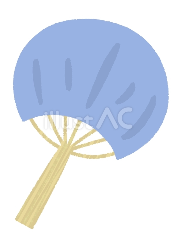 うちわ（青色） 団扇,青色,持ち手のイラスト素材