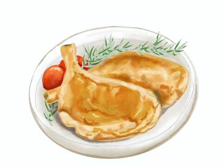 ローストチキン ローストチキン,骨付きチキン,クリスマス,ディナー,リアル,手描きのイラスト素材