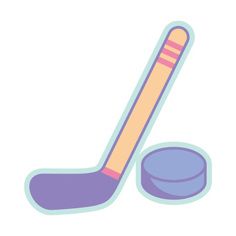 パステルカラーかわいいホッケー ホッケー,ホッケーパック,スティック,アイスホッケー,楕円,学校,カラー,パス,ホッケースティック,パステルカラーのイラスト素材