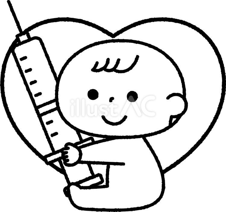 予防接種と赤ちゃんモノクロ 人物,赤ちゃん,子供のイラスト素材