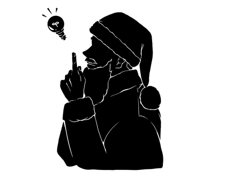 サンタクロース3 サンタクロース,おじいさん,ひげ,クリスマス,ひらめき,思いつく,横顔,12月,冬,シルエットのイラスト素材