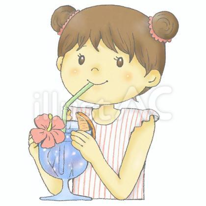 トロピカルジュースを飲む女の子