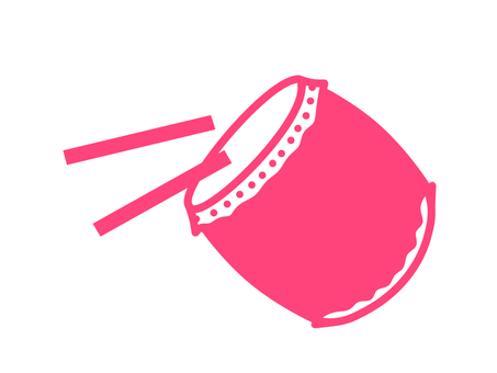 Japanese drum and drumstick illustration (red), , JPG and PNG