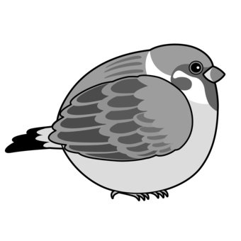 ふくらスズメ_モノクロ モノクロ,ふくら雀,冬,福来雀,福良雀,すずめ,小鳥,鳥,野鳥,小動物のイラスト素材