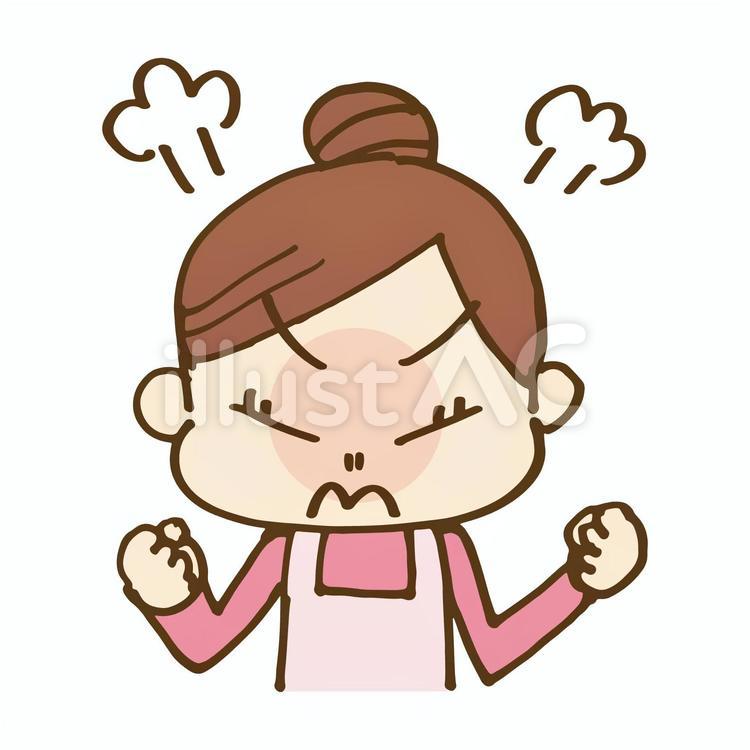 エプロン姿の女性　怒り 女性,怒り,プンプンのイラスト素材