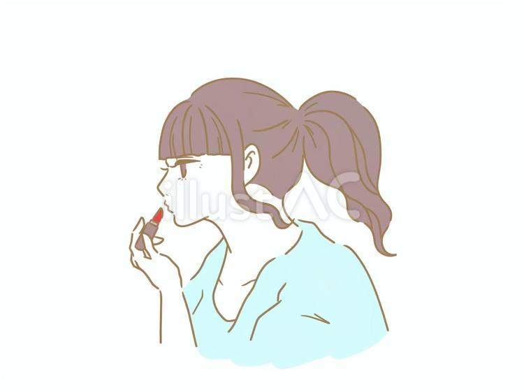 メイクをする女性　水色 女の子,女性,メイクのイラスト素材