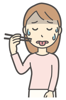  ロングヘア女性-212-バスト 食べる,女性,女の子,人物,かわいい,箸,食事,ごはん,和食,まずいのイラスト素材