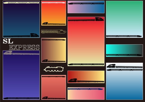 L-0019 カード：SLと特急 カード,新幹線,列車,sl,鉄道,乗り物のイラスト素材