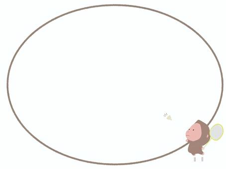 バドミントンをする猿（フレーム） バドミントン,猿,動物,かわいい,スポーツ,フレームのイラスト素材