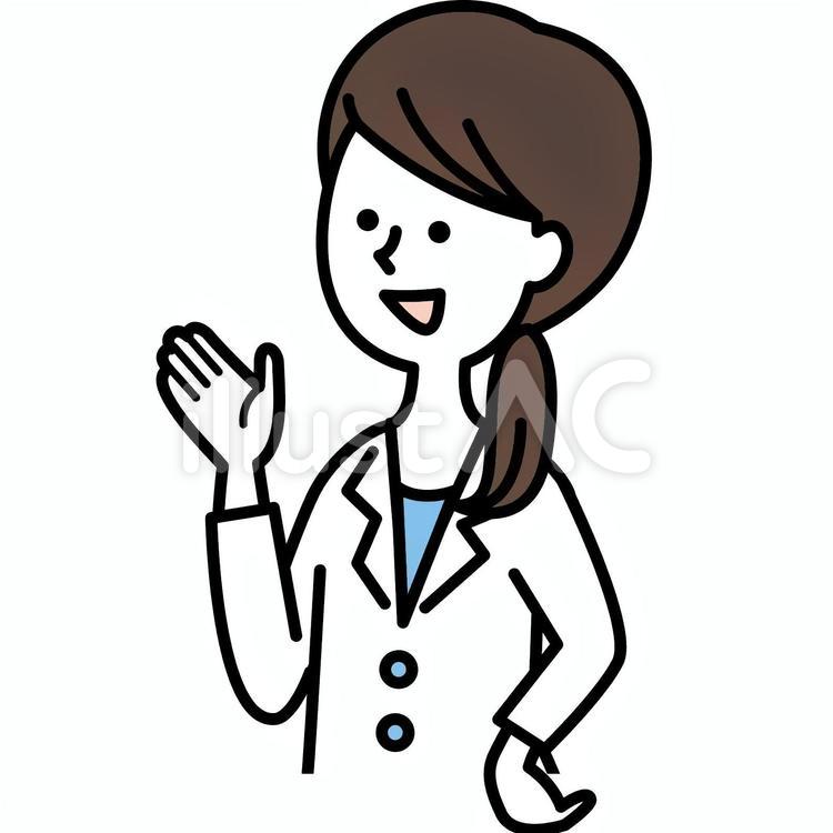 説明する白衣の女性_2 白衣の女性,ハキハキ,olのイラスト素材